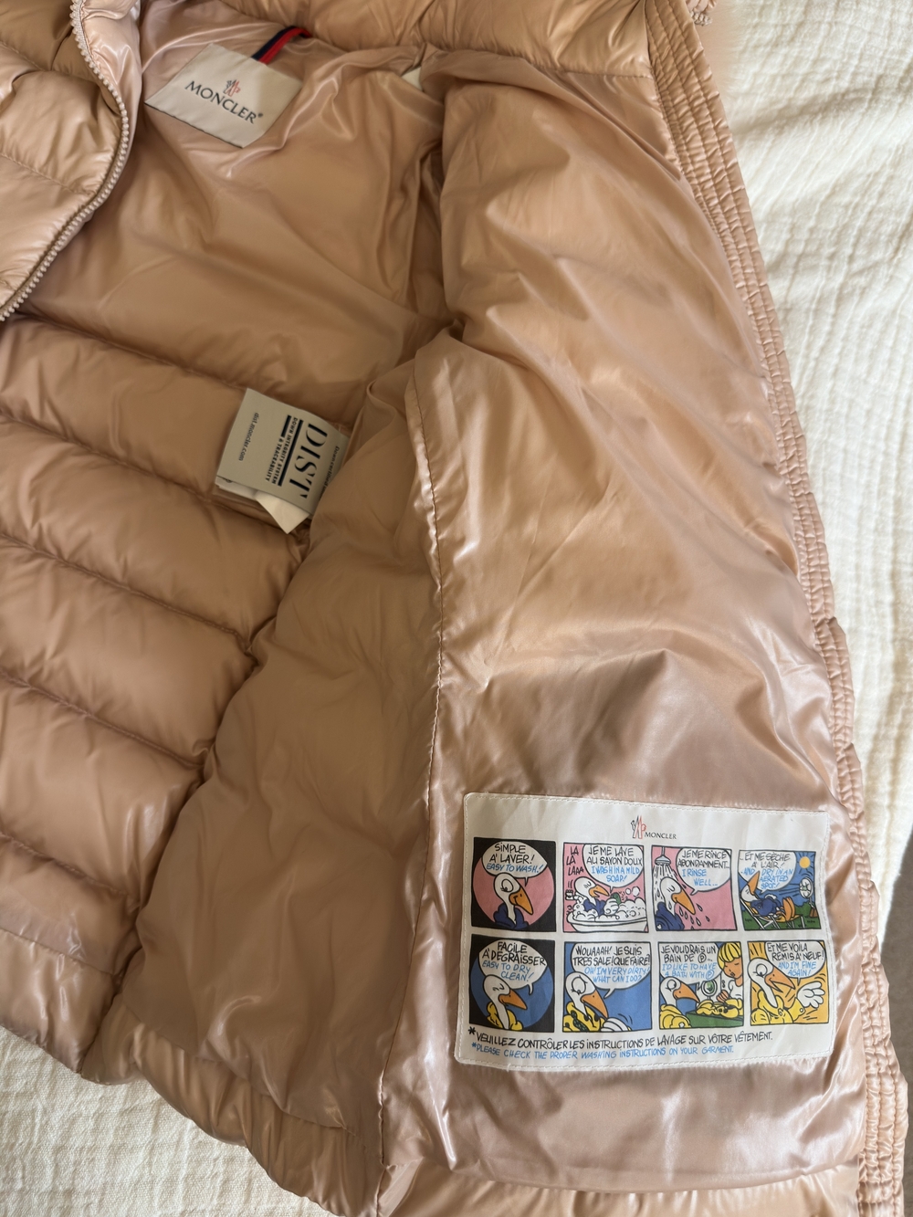 Moncler Women's Blush Pink Quilted Down Puffer Jacket with Fur-Trim Hood - Picture 3 of 5